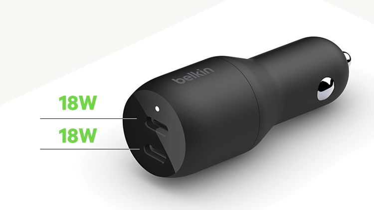 Picture of BELKIN DUAL USB-C CAR CHARGER 36W