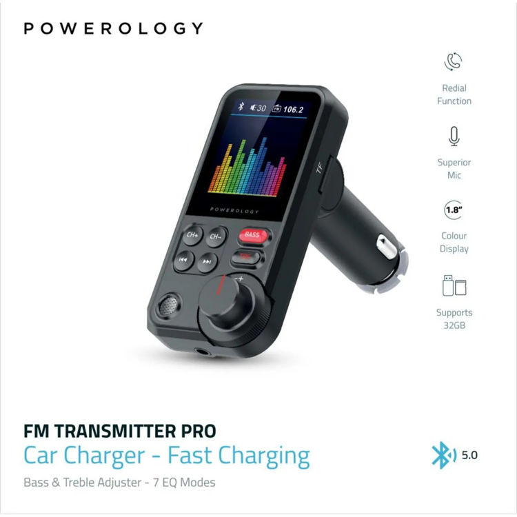 Picture of Powerology FM Transmitter Pro Car Charger 23W - Black