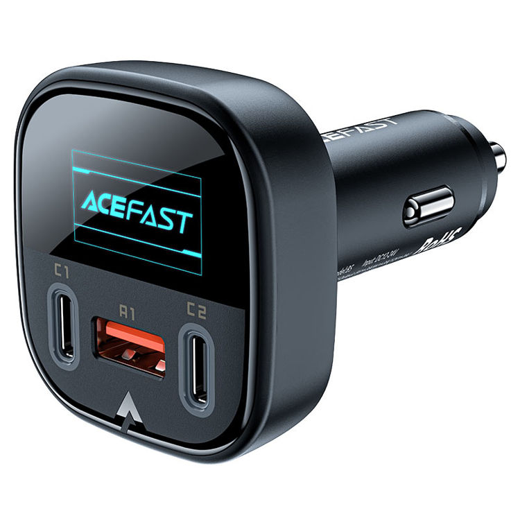 Picture of Acefast Fast Car Charger 101W (2xUSB-C+USB-A) with OLED Smart Display
