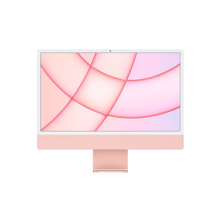 صورة آي ماك مقاس ٢٤ بوصة بشاشة راتينا ٤.٥ك، مع وحدة معالجة مركزية ثماني النواة من نوع أبل أم ١، ومعالج غرافيكس ثماني النواه، بسعة ٥١٢ جيجابايت، وردي اللون