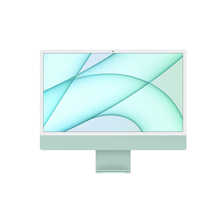 صورة آي ماك مقاس ٢٤ بوصة بشاشة راتينا ٤.٥ك، مع وحدة معالجة مركزية ثماني النواة من نوع أبل أم ١، ومعالج غرافيكس سباعي النواه، بسعة ٢٥٦ جيجابايت، أخضراللون