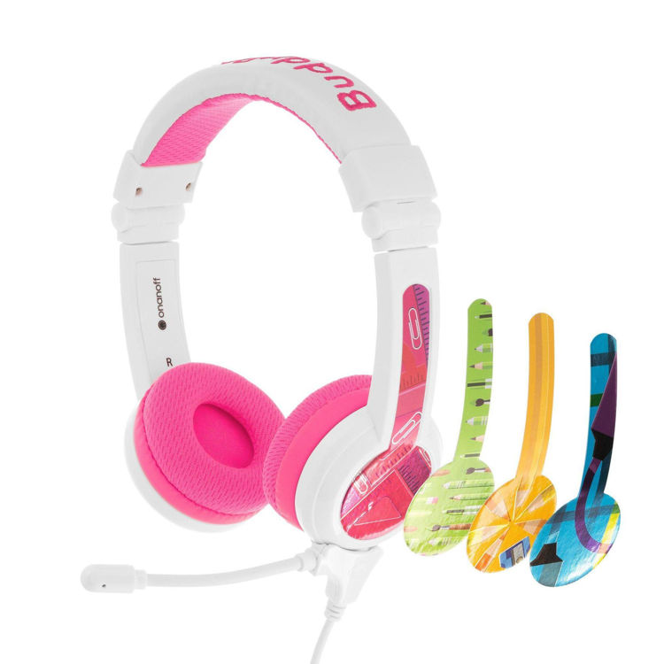 صورة BuddyPhones School+ Safe Audio School Headphones for Kids Pink