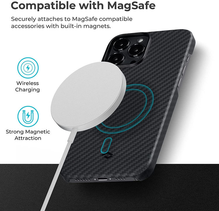 صورة Pitaka MagEZ MagSafe Case 2 for iPhone 13 Pro Black/Grey Twill