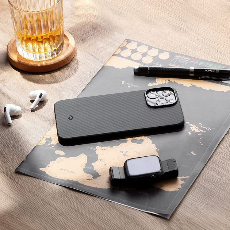 صورة Pitaka MagEZ MagSafe Case 2 for iPhone 13 Pro Black/Grey Twill