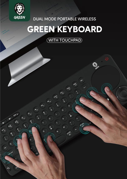 صورة Green Dual Mode Portable Wireless Bluetooth Keyboard ( Pure English )_Black