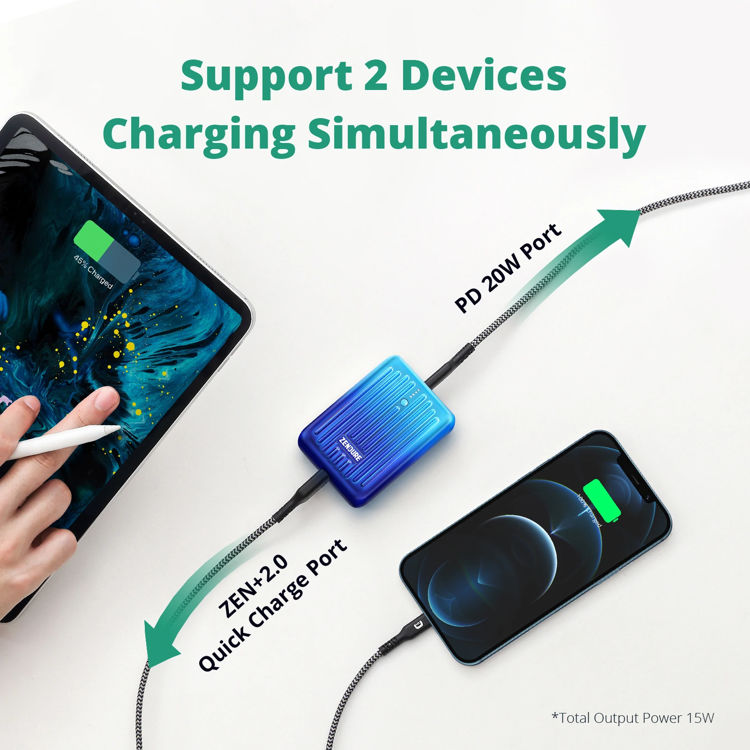 صورة Zendure SuperMini 10,000mAh 20W PD Credit Card Sized Power Bank _Blue