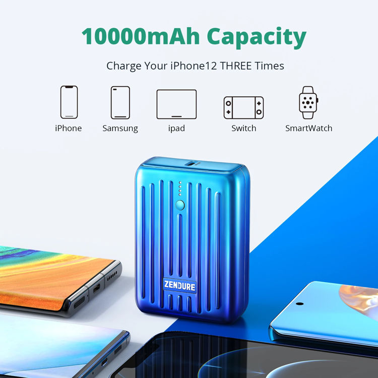 صورة Zendure SuperMini 10,000mAh 20W PD Credit Card Sized Power Bank _Blue