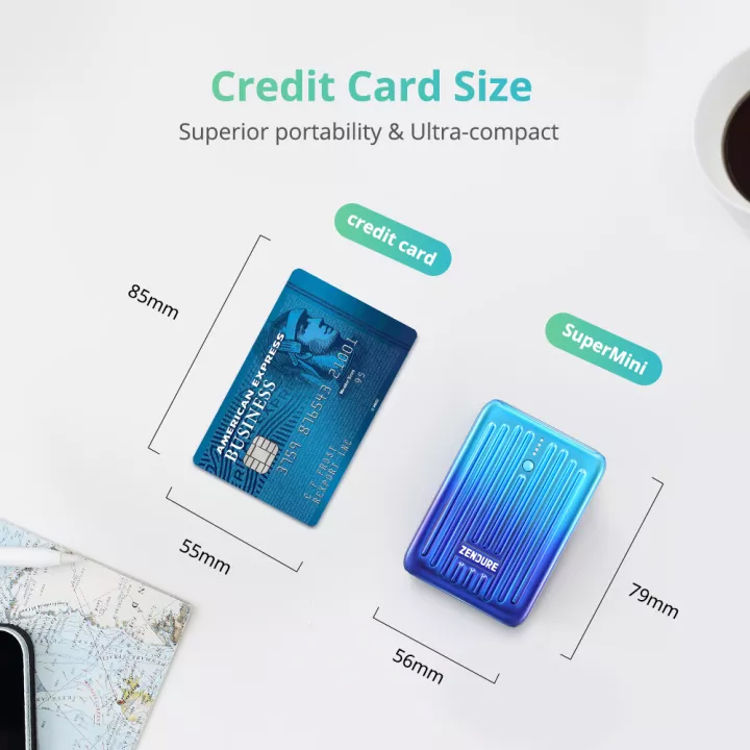 صورة Zendure SuperMini 10,000mAh 20W PD Credit Card Sized Power Bank _Blue