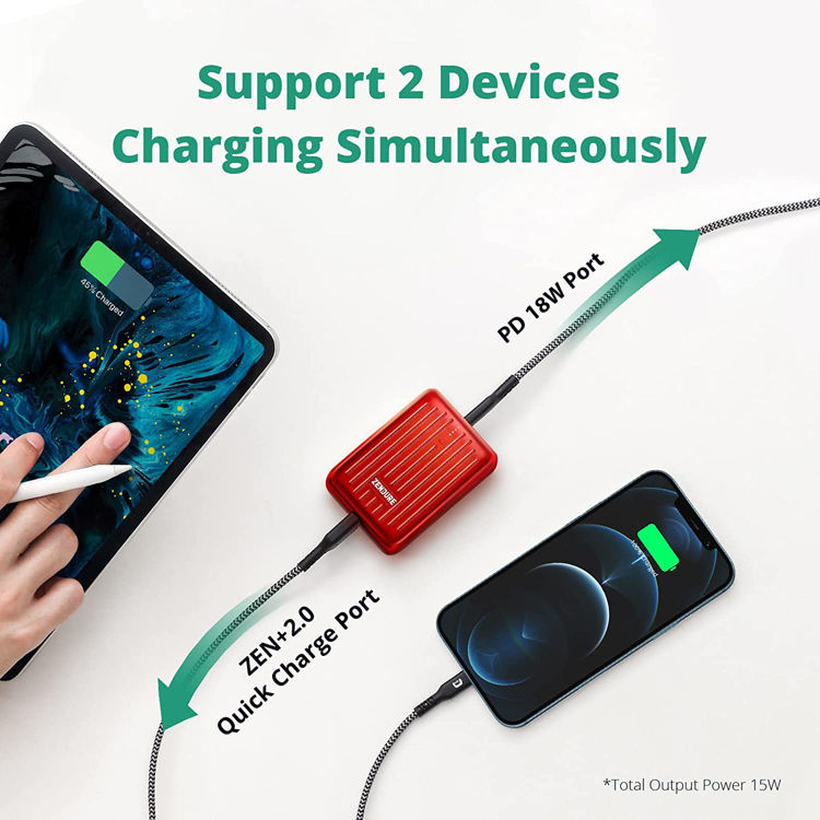 صورة Zendure SuperMini 10,000mAh 20W PD Credit Card Sized Power Bank _Red