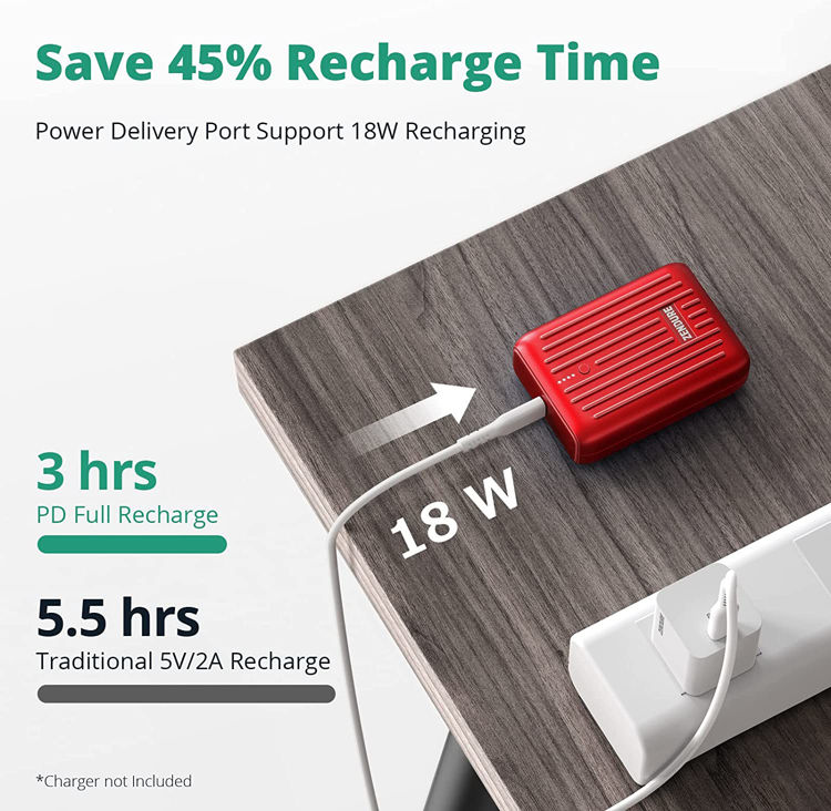 صورة Zendure SuperMini 10,000mAh 20W PD Credit Card Sized Power Bank _Red