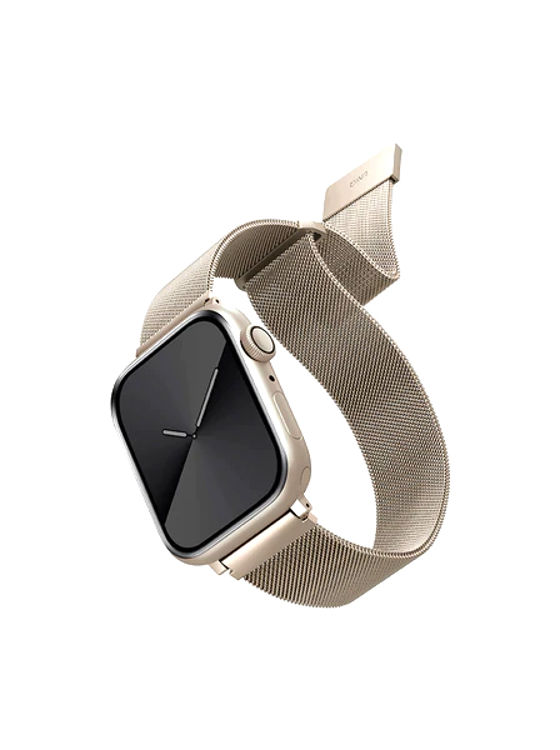 صورة UNIQ DANTE APPLE WATCH MESH STEEL STRAP 41/40/38MM STARLIGHT 
(STARLIGHT)."