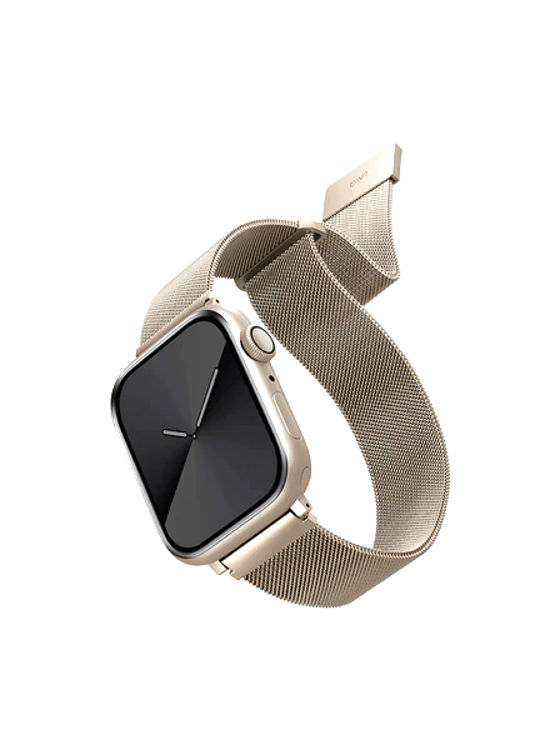 Picture of UNIQ DANTE APPLE WATCH MESH STEEL STRAP 41/40/38MM STARLIGHT 
(STARLIGHT)."