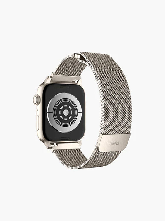 صورة UNIQ DANTE APPLE WATCH MESH STEEL STRAP 41/40/38MM STARLIGHT 
(STARLIGHT)."