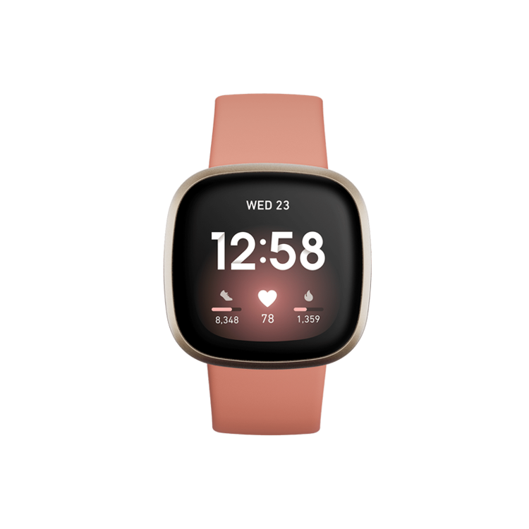 صورة Fitbit Versa 3 GPS Smartwatch (Pink Clay / Soft Gold Aluminum)