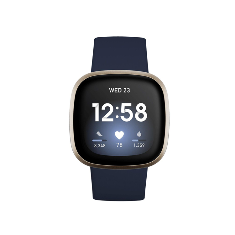 صورة Fitbit Versa 3 Fitness Smartwatch - Midnight/Soft Gold Aluminum