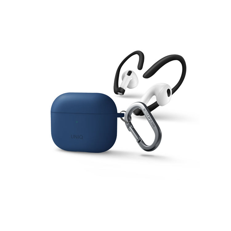 Picture of UNIQ NEXO ACTIVE HYBRID SILICONE AIRPODS 3RD GEN CASE WITH SPORTS EAR HOOKS CASPIAN (BLUE)