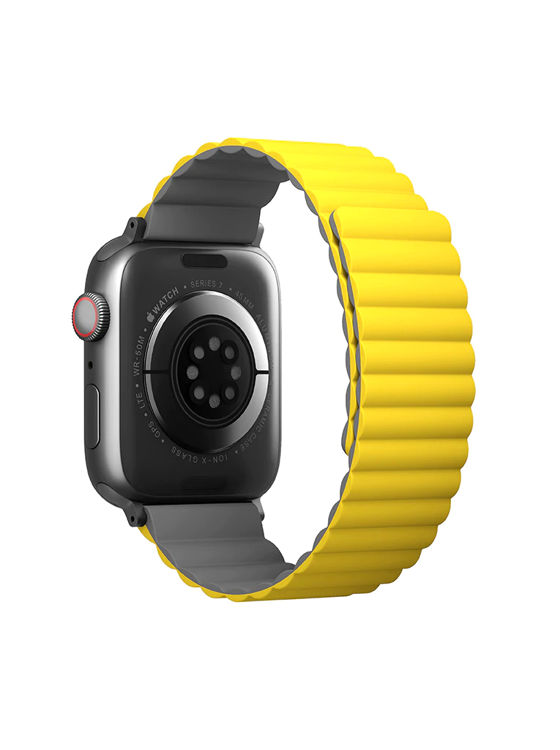 صورة UNIQ REVIX REVERSIBLE MAGNETIC APPLE WATCH STRAP 45/44/42MM 
LEMON (YELLOW/GREY)"