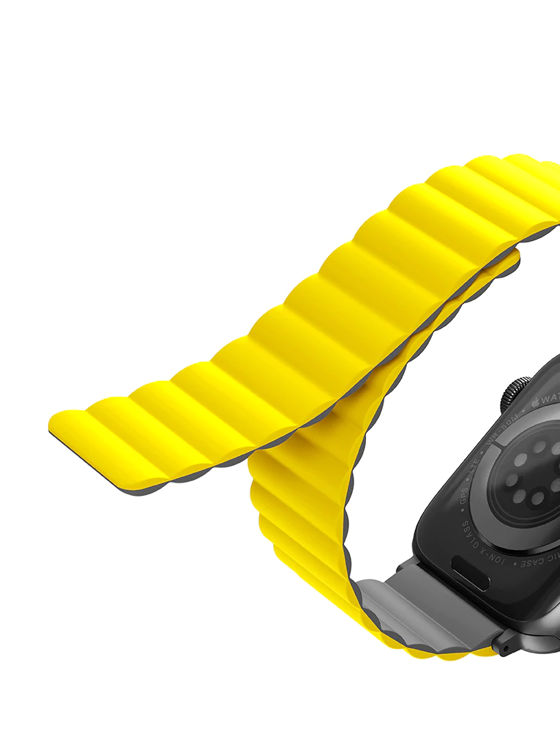 صورة UNIQ REVIX REVERSIBLE MAGNETIC APPLE WATCH STRAP 45/44/42MM 
LEMON (YELLOW/GREY)"