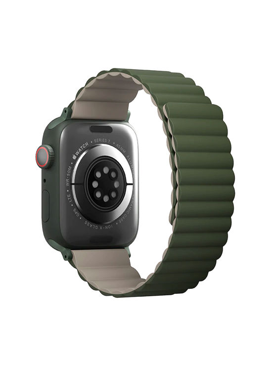صورة UNIQ REVIX REVERSIBLE MAGNETIC APPLE WATCH STRAP 41/40/38MM 
PINE (GREEN/TAUPE)"