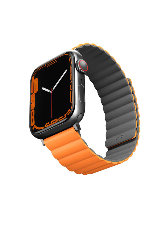 صورة UNIQ REVIX REVERSIBLE MAGNETIC APPLE WATCH STRAP 45/44/42MM 
CHARCOAL (GREY/ORANGE)"