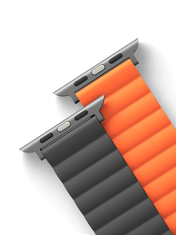 Picture of UNIQ REVIX REVERSIBLE MAGNETIC APPLE WATCH STRAP 45/44/42MM 
CHARCOAL (GREY/ORANGE)"