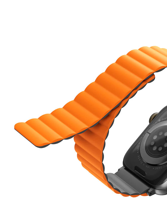 Picture of UNIQ REVIX REVERSIBLE MAGNETIC APPLE WATCH STRAP 45/44/42MM 
CHARCOAL (GREY/ORANGE)"