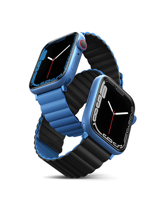 Picture of UNIQ REVIX REVERSIBLE MAGNETIC APPLE WATCH STRAP 45/44/42MM 
CASPIAN (BLUE/BLACK)"