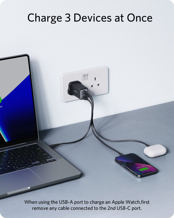 صورة ANKER POWERPORT III 3-PORT 65W POD B2B - BLACK