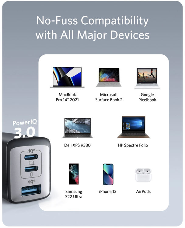 صورة ANKER POWERPORT III 3-PORT 65W POD B2B - BLACK