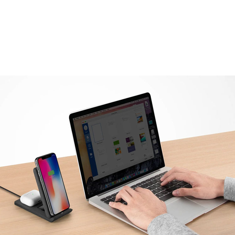 صورة UNIQ VERTEX DUO 2 IN 1 FAST WIRELESS CHARGER 15W CHARCOAL 
(DARK GREY)"