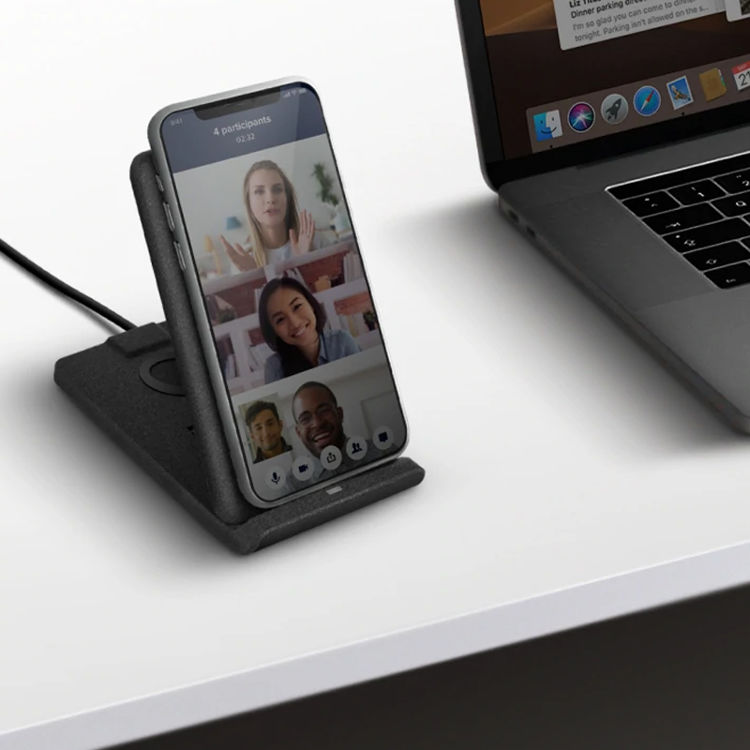 صورة UNIQ VERTEX DUO 2 IN 1 FAST WIRELESS CHARGER 15W CHARCOAL 
(DARK GREY)"