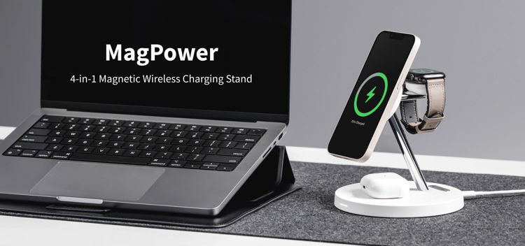 صورة SwitchEasy MagPower 4-in-1 Magnetic Wireless Charging Stand - White