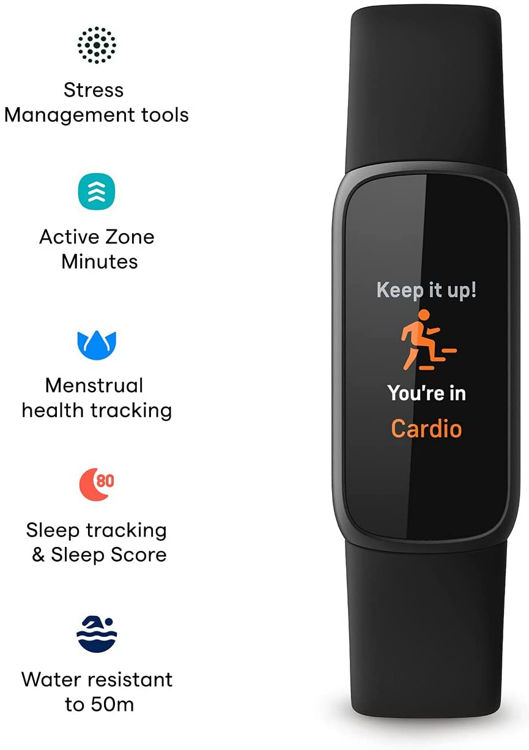 صورة Fitbit Luxe Fitness and Wellness Smartwatch, Black/Graphite Stainless Steel