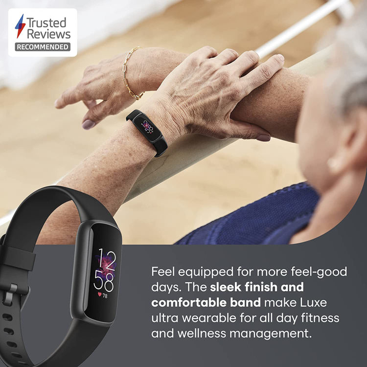 صورة Fitbit Luxe Fitness and Wellness Smartwatch, Black/Graphite Stainless Steel
