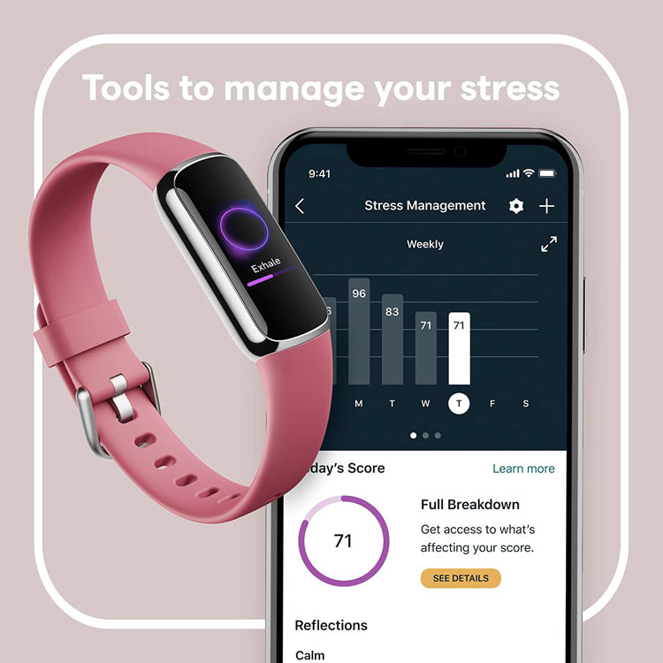 صورة Fitbit Luxe Fitness and Wellness Tracker with Stress Management (Orchid/Platinum Stainless Steel)