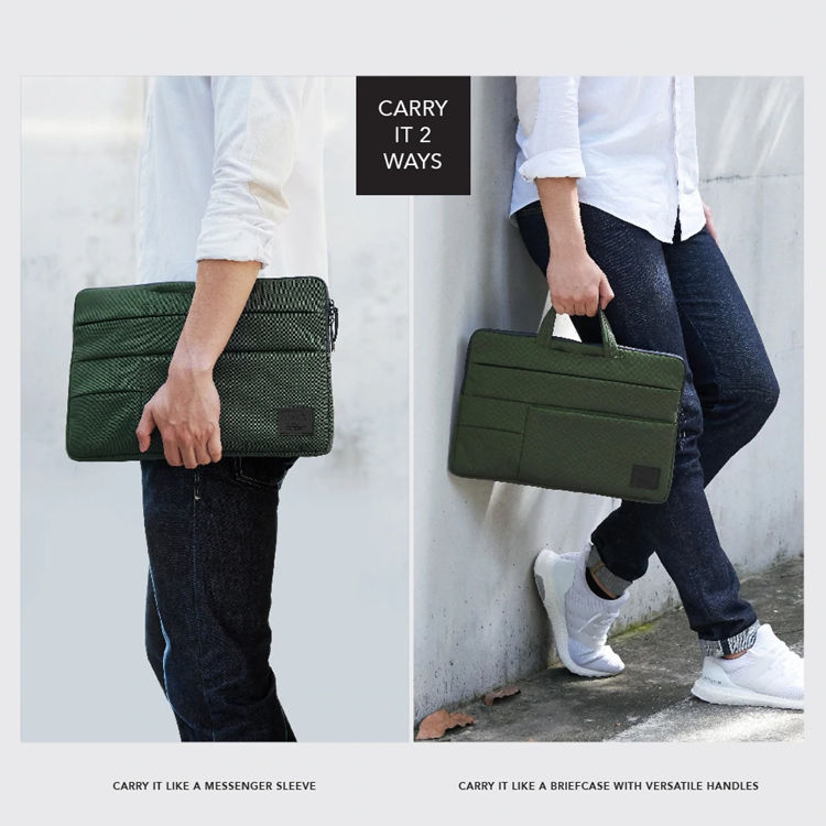 صورة UNIQ CAVALIER 2-IN-1 LAPTOP SLEEVE (UP TO 15 INCH) CHARCOAL 
(BLACK)"