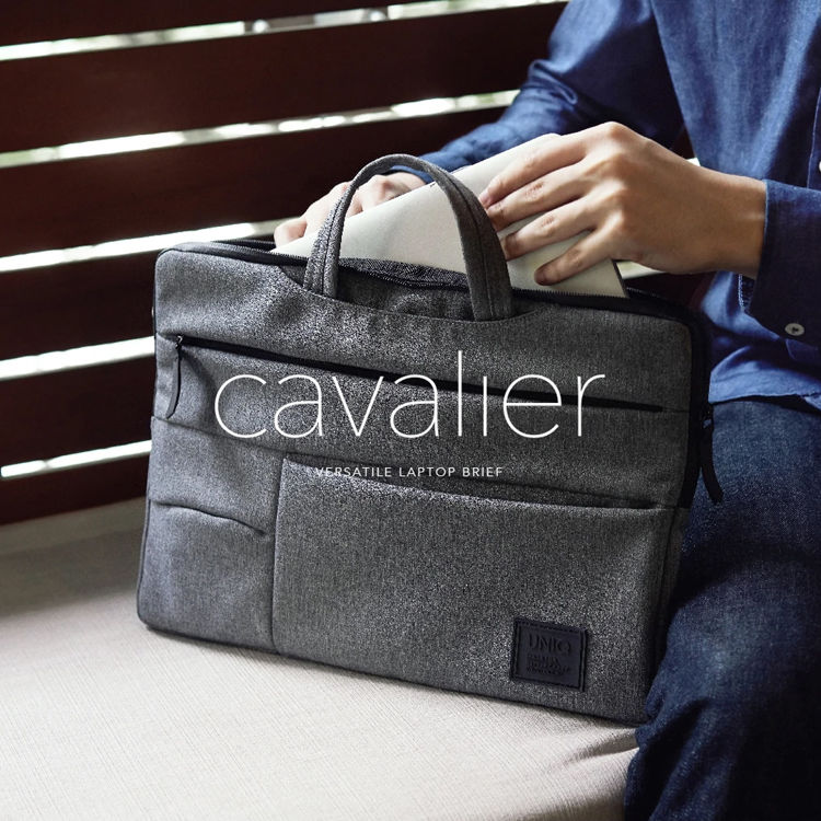 صورة UNIQ CAVALIER 2-IN-1 LAPTOP SLEEVE (UP TO 15 INCH) CHARCOAL 
(BLACK)"