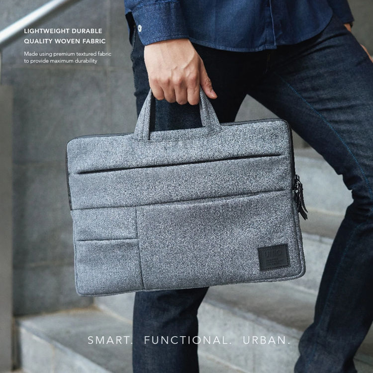 صورة UNIQ CAVALIER 2-IN-1 LAPTOP SLEEVE (UP TO 15 INCH) CHARCOAL 
(BLACK)"