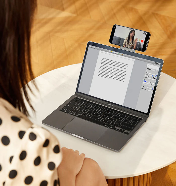صورة Snap Laptop Phone Holder Grey - MagSafe Compatible