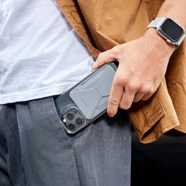 صورة Moft Snap-On Phone Stand & Wallet (Magsafe® Compatible) Ash Grey