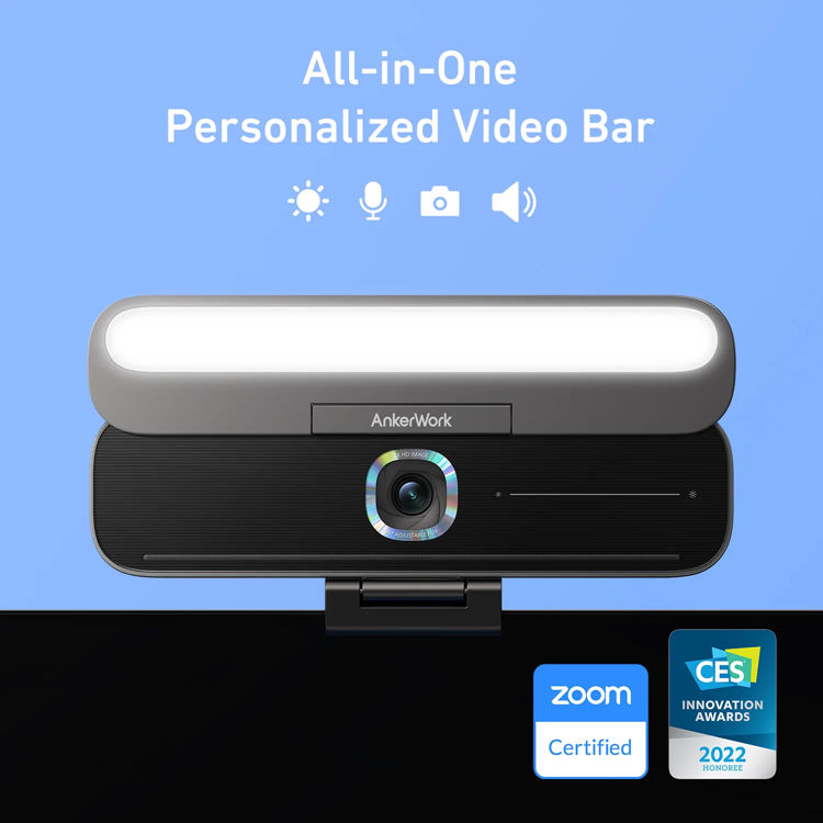 صورة AnkerWork B600 Video Bar Webcam 2K Conference Camera Built-in Light 4-Mic Array