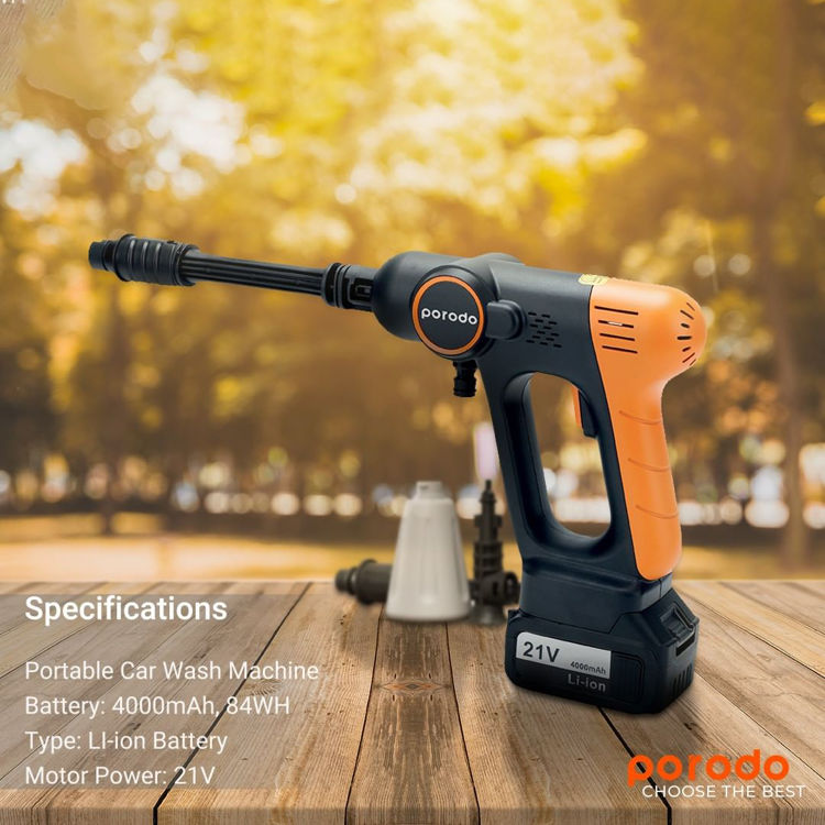 صورة Porodo Portable  Car Washing Machine 4000mAh - Black/Orange