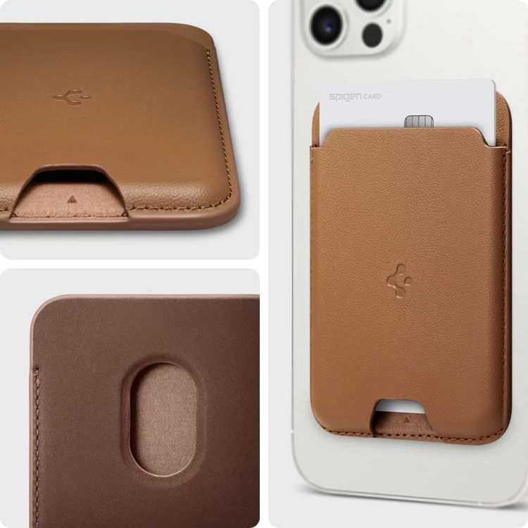 صورة Spigen Valentinus MagSafe Universal Magnetic Card Holder Brown