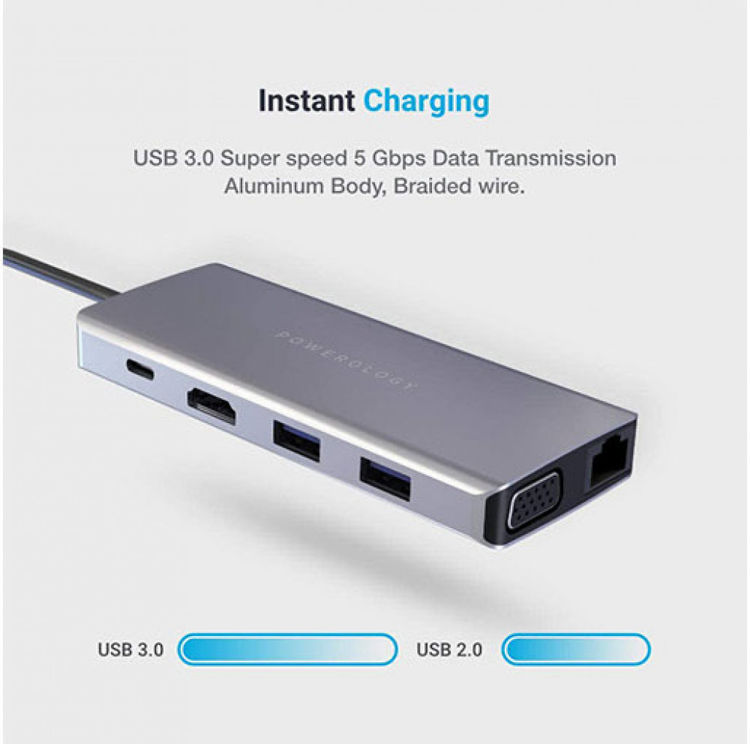 Picture of Powerology 11 in 1 USB-C VGA, Ethernet and HDMI Hub