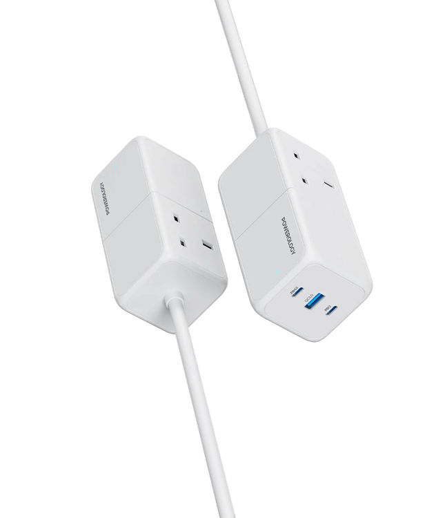 Picture of Powerology 65W Power Strip With Dual Power Sockets - White