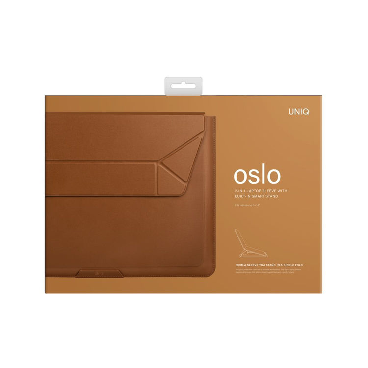 صورة Uniq Oslo Laptop Sleeve with Foldable Stand (Up to 14") - TOFFEE BROWN
