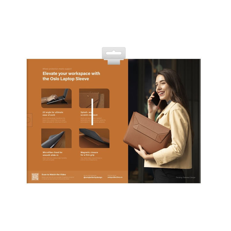 صورة Uniq Oslo Laptop Sleeve with Foldable Stand (Up to 14") - TOFFEE BROWN