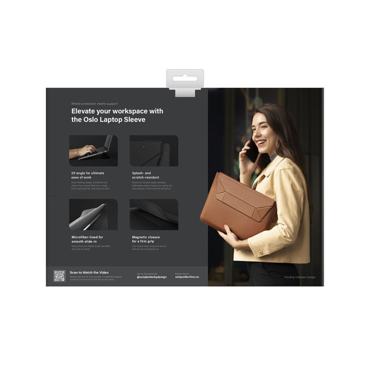 صورة Uniq Oslo Laptop Sleeve with Foldable Stand (Up to 14")- MIDNIGHT BLACK