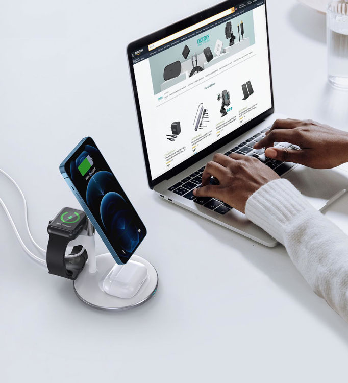 صورة CHOETECH MAGLEAP DUO 3IN 1 MAGNETIC WIRELESS CHARGING STAND