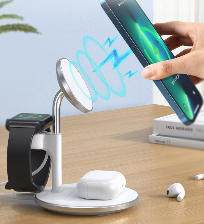 صورة CHOETECH MAGLEAP DUO 3IN 1 MAGNETIC WIRELESS CHARGING STAND